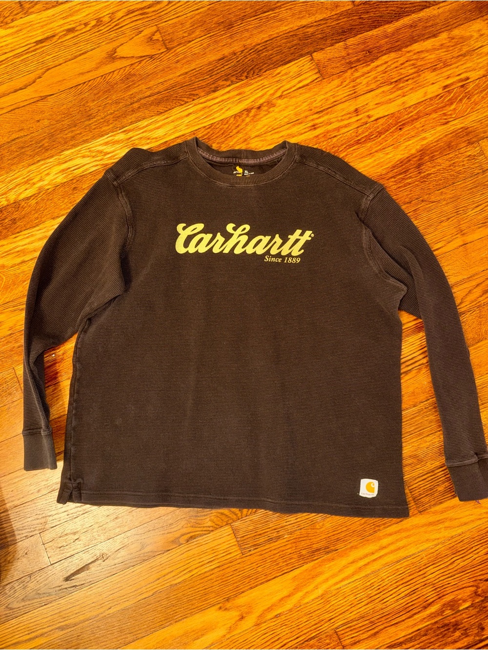 Carhartt Men’s Black Crewneck with Yellow Script Logo